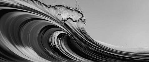 Black and white waves Abstract dynamic design featuring smooth, flowing curves in monochrome for modern backgrounds or elegant minimalist art. photo