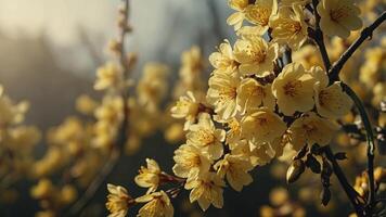 Subtle Yellow Blossom Borders background. photo