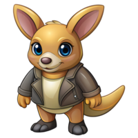 Kawaii Kangaroo in Leather Jacket png