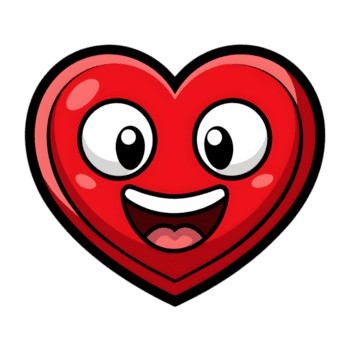 Cartoon Love Heart Logo with a Happy Face png