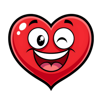Cartoon Love Heart Logo with Smiling Faces png