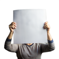Person holding a blank sign, ready for customization or message display png