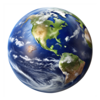 Globe with realistic textures, representing the Earth's physical features png