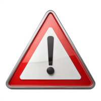 Red triangular warning sign with an exclamation mark on isolated background png