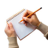 pessoa escrevendo dentro uma caderno, concentrando em levando notas e organizando pensamentos png