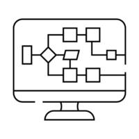 electrical circuit computer screen line icon illustration vector