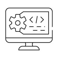 working code computer screen line icon illustration vector