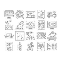 Automation Engineer Collection Icons Set Illustrations vector