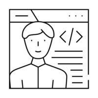 programmer worker line icon illustration flat vector