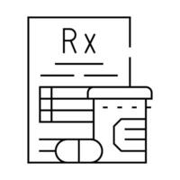 medical prescription and pills line icon illustration vector