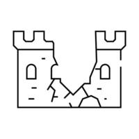 destroyed wall of castle line icon illustration vector