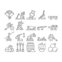 Siege Engine Catapult Collection Icons Set vector