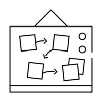 desk with planning and tasks line icon illustration vector