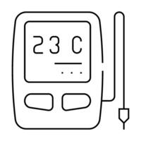 digital thermometer with sensor line icon illustration vector