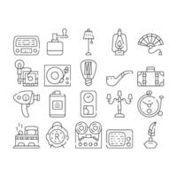 Retro Stuff Devices Collection Icons Set vector