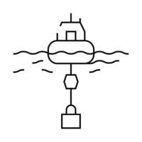 floating generator tidal power plant line icon illustration vector