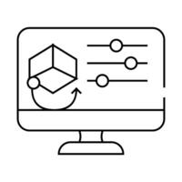 3d object settings line icon illustration vector