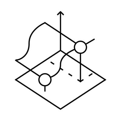 3d tracking line icon illustration flat