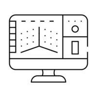 3d modeling line icon illustration flat vector