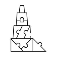 3d constructor and puzzle toy line icon illustration vector