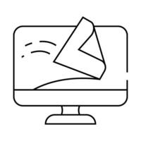 computer screen cleaning wipe line icon illustration vector