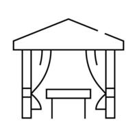 tent with table for eating line icon illustration vector