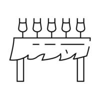 table with glasses and wind line icon illustration vector