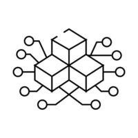 blockchain blocks line icon illustration line vector