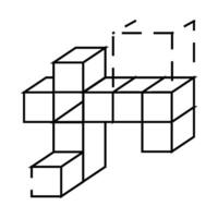 3d tasks line icon illustration black vector