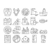 Diet Products And Tool Collection Icons Set vector