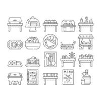 Buffet Food And Drinks Collection Icons Set vector