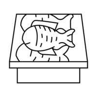 showcase with fish line icon illustration vector