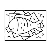 showcase with fish and ice line icon illustration vector