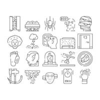 Fear Phobia Problem Collection Icons Set vector