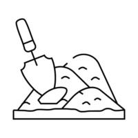 shovel in heap of peat line icon illustration vector