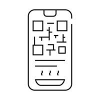 qr code to receive food in canteen line icon illustration vector