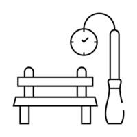 park bench and clock for date line icon illustration vector