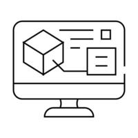 digital model on computer screen line icon illustration vector