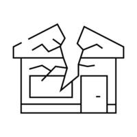 crashed house line icon illustration vector