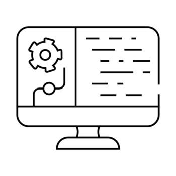 data processing line icon illustration vector