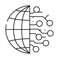digitalization global business line icon illustration vector