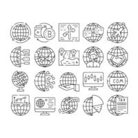 Globalization Worldwide Business Icons Set vector