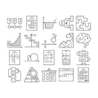 Planning Startup Project Strategy Icons Set vector
