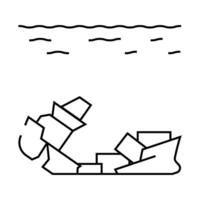 sunken container ship line icon illustration vector