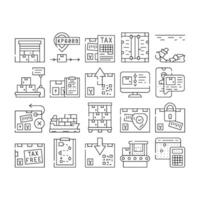 Export And Import Transportation Icons Set vector