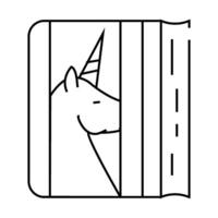 diary with unicorn line icon illustration vector