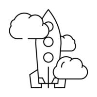 rocket launch line icon illustration vector