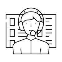calling call center worker line icon illustration vector