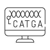 dna on computer screen line icon illustration vector