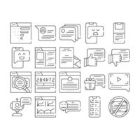 Client Review Feedback Collection Icons Set vector